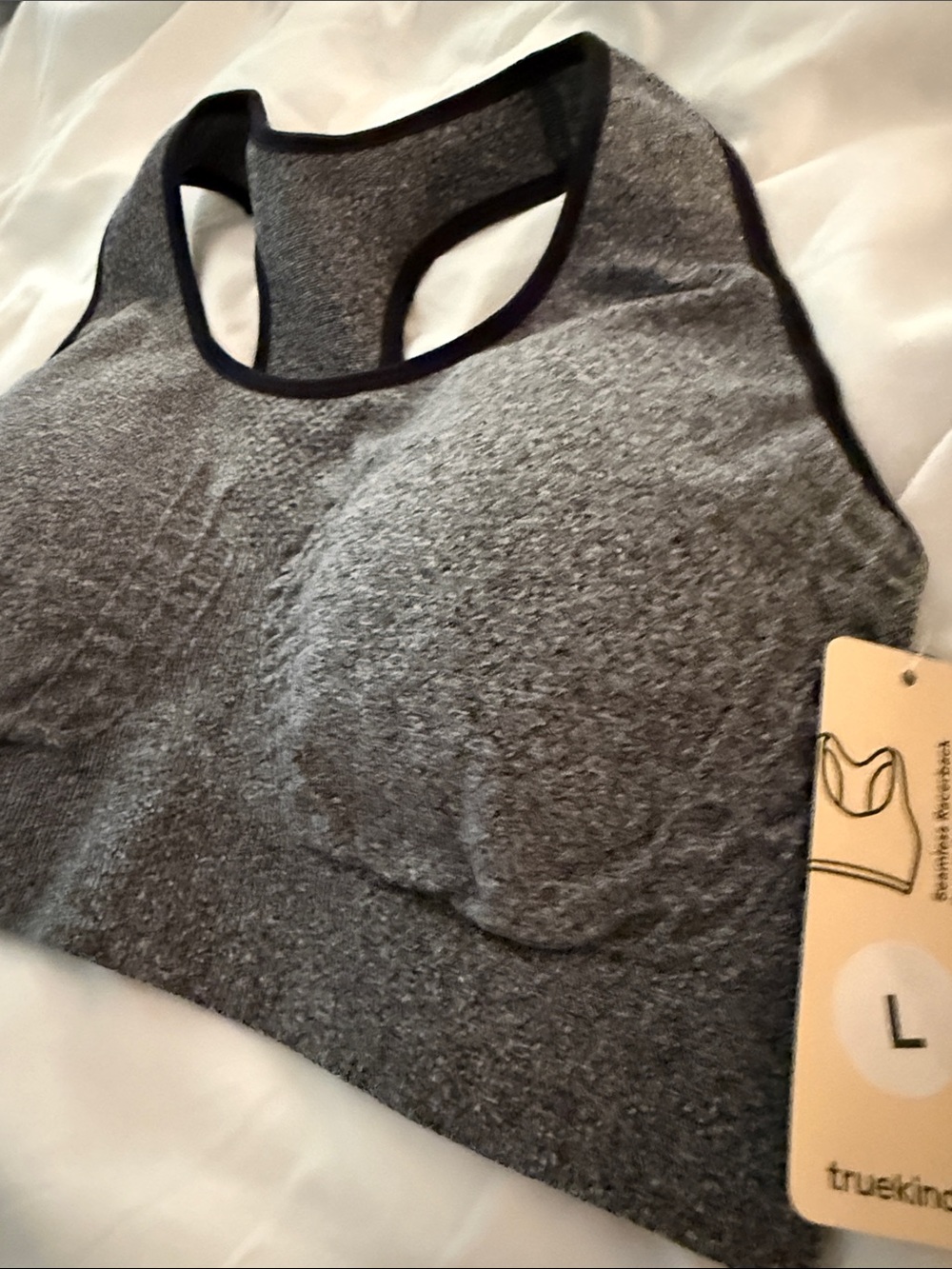Truekind Seamless Racerback Sports Bra - Heather Gray